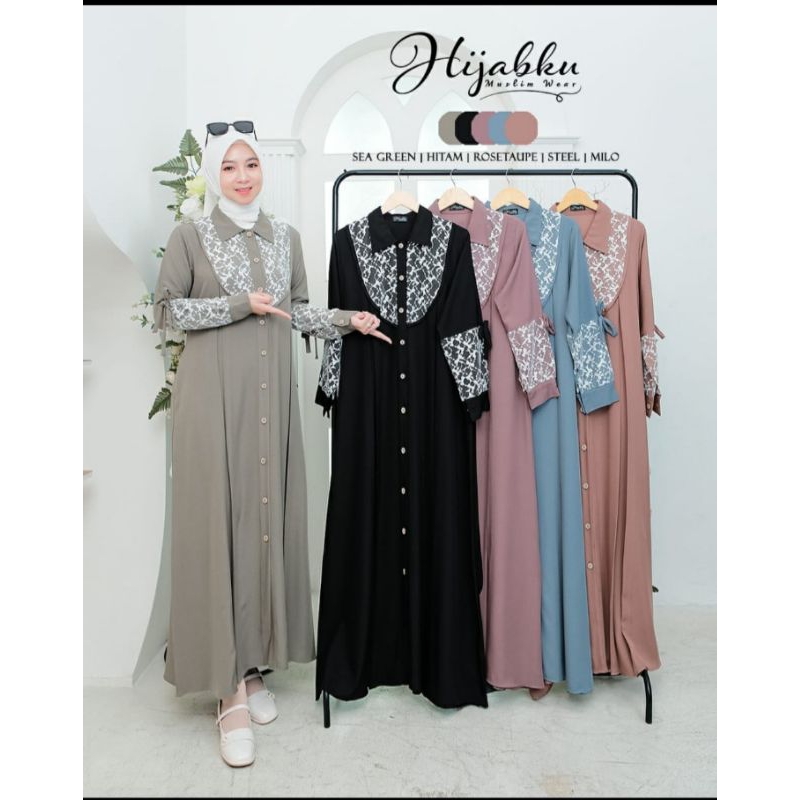 ERMMA DRESS GAMIS ORI HIJABKU TIFFANY PREMIUM,HIJABKU MUSLIM WEAR PREMIUM