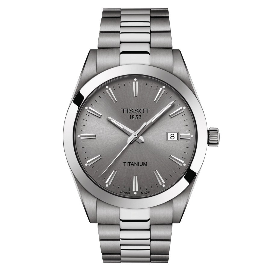 100% original  Jam Tangan TISSOT T127.410.44.081.00 Gentleman Titanium Grey Dial