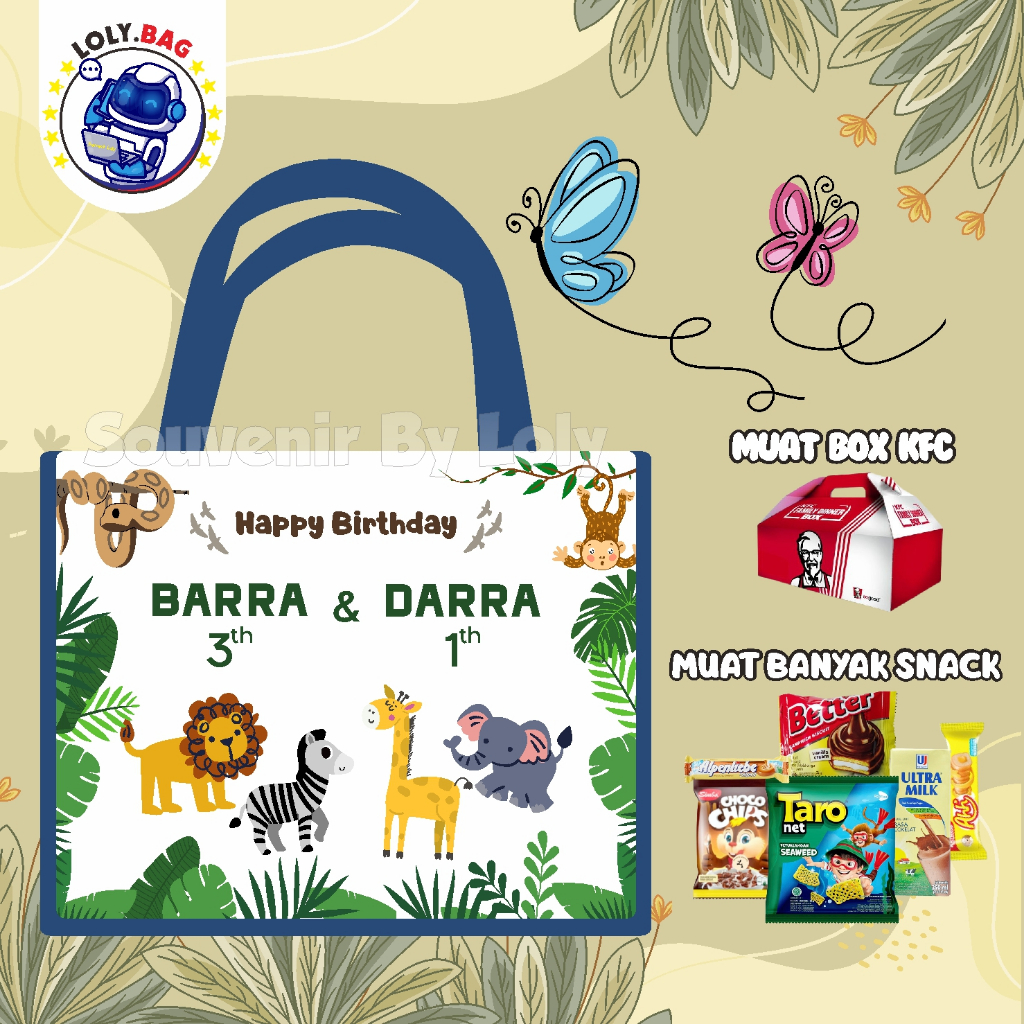 

Tas Ultah / Tas Ulang Tahun Murah/Goodie bag murah/souvenir ultah/Tas tema ANIMAL