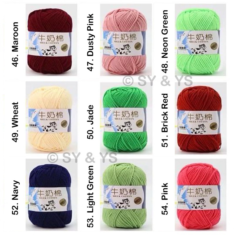 Benang rajut Milk cotton yarn 50-58