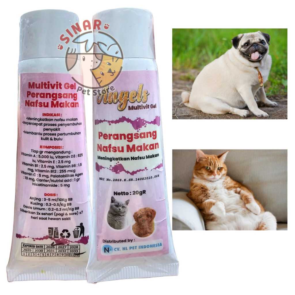 Angels Mulitivitamin Gel 20GR - Penambah Nafsu Makan - Penggemuk Badan Hewan Kucing Anjing Kelinci /