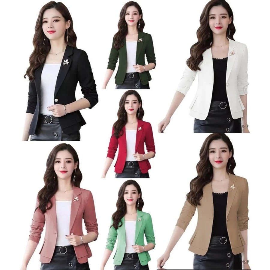 BLAZER WANITA PREMIUM JAS QUINZY FORMAL KERJA KANTOR PESTA FASHION KOREA STYLE KEKINIAN SIZE M-XXXL 