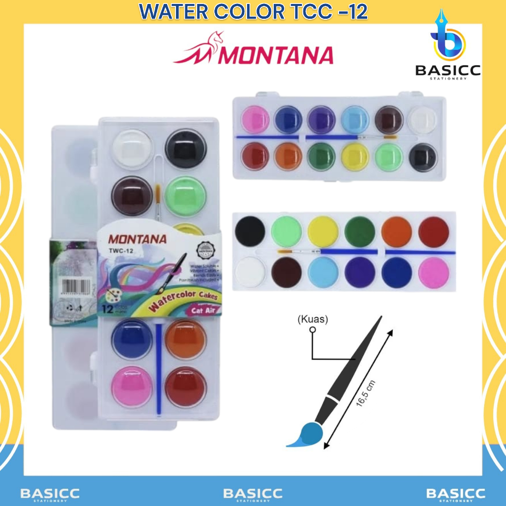 

Montana Water Color Cakes 12 Warna Cat Air Montana TCC-12
