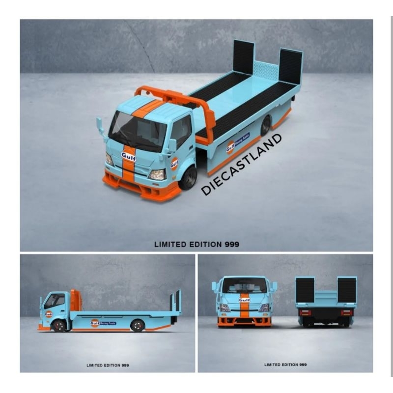 TIME MICRO #647201 H300 Flatbed Transport Trailer Gulf TM647201 Diecast Miniature Car Diecast Land