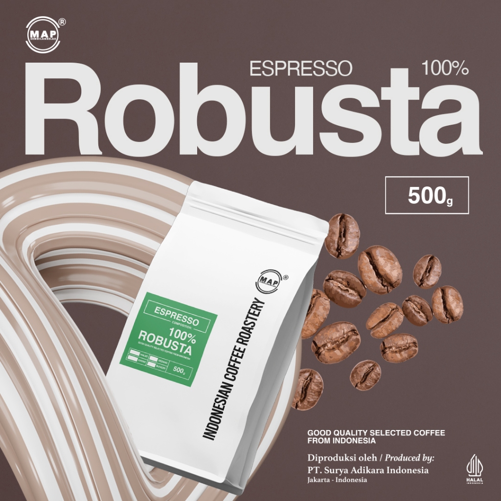 

MAP19 Coffee Biji Kopi Pure Robusta 500g 100% Robusta Biji Kopi Indonesia