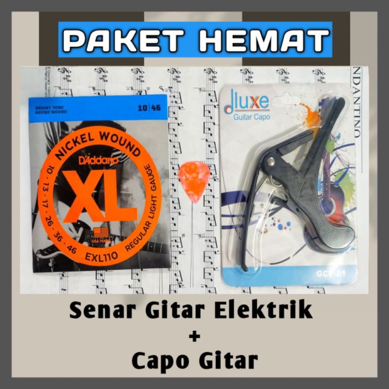 Paket Hemat Senar Gitar Elektrik Listrik Dan Capo Jepitan Gitar