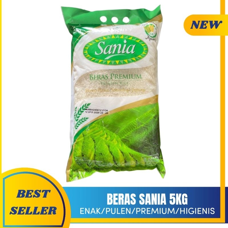 

BERAS PREMIUM SANIA KEMASAN 5KG PULEN/ENAK/HIGIENIS/MURAH/PUTIH/BERSIH