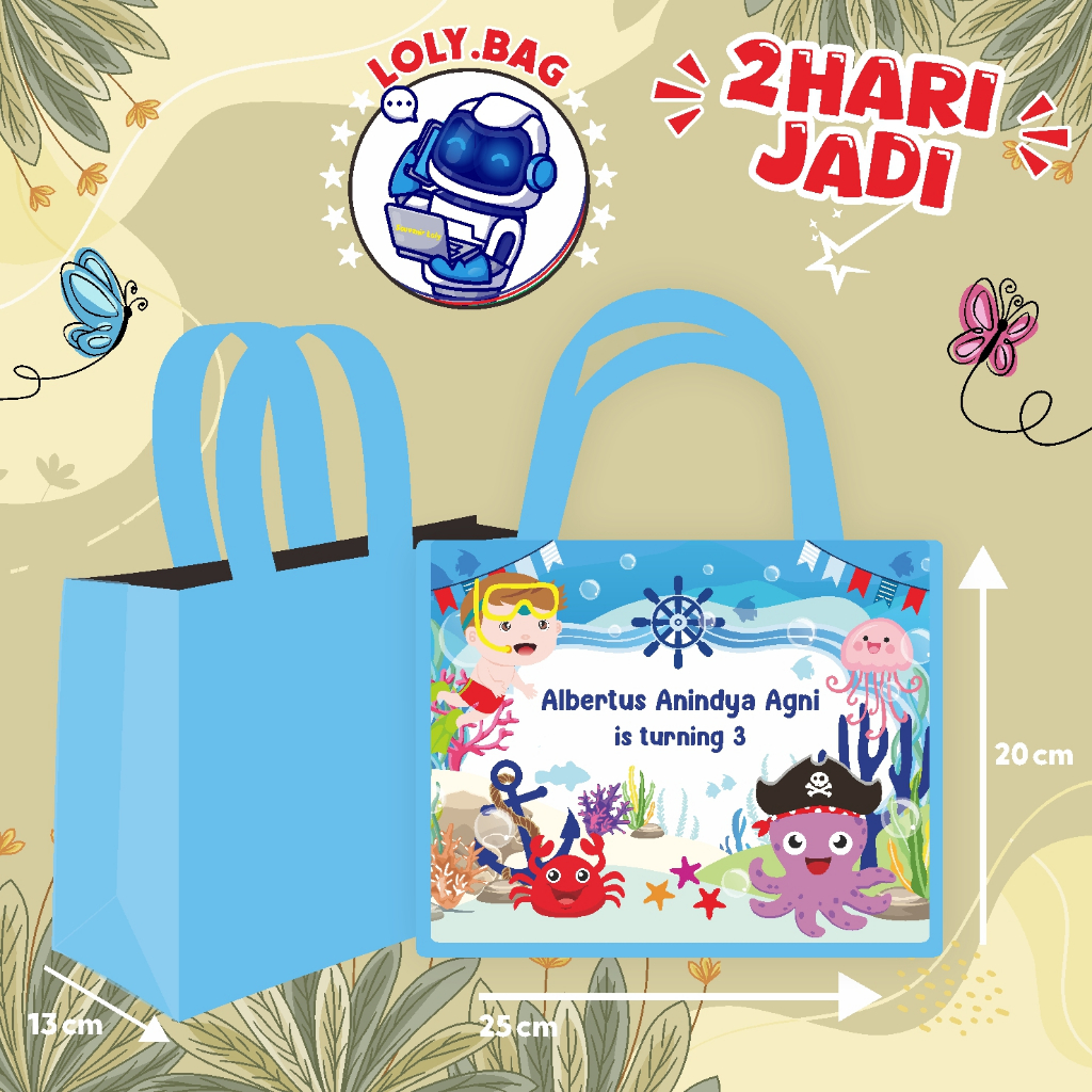 

Tas Ultah / Tas Ulang Tahun Murah/Goodie bag murah/souvenir ultah/Tas tema Under Sea/Hewan Bawah Laut