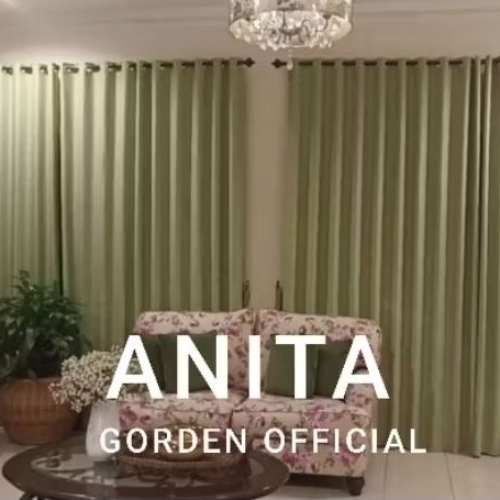 Gorden Jendela Blackout Premium Lebar 6 gelombang Warna Hijau Sage Doff Serat Embos Polos