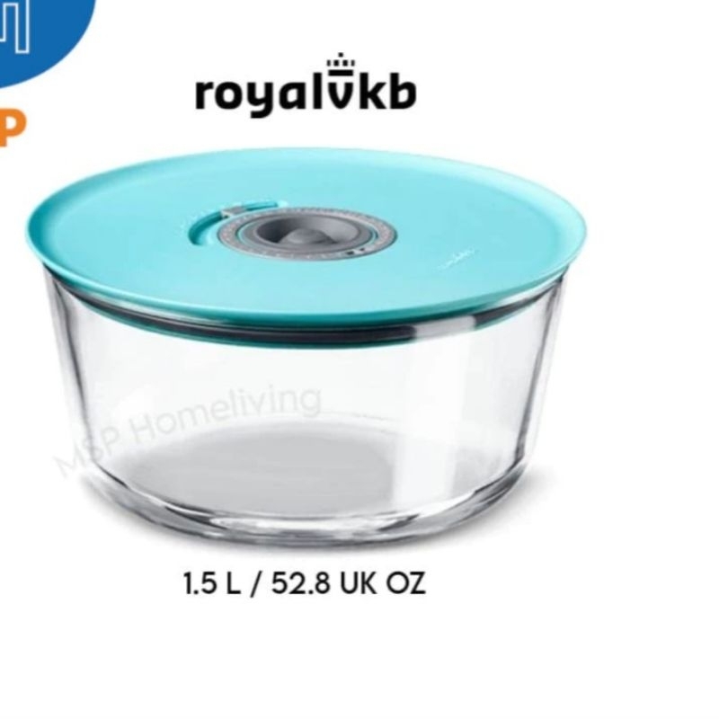 Wadah Kaca Tahan Panas dan Dingin Glass Food Container  Royal VKB 1.5L/ Tempat Makan Kaca BPA Free /