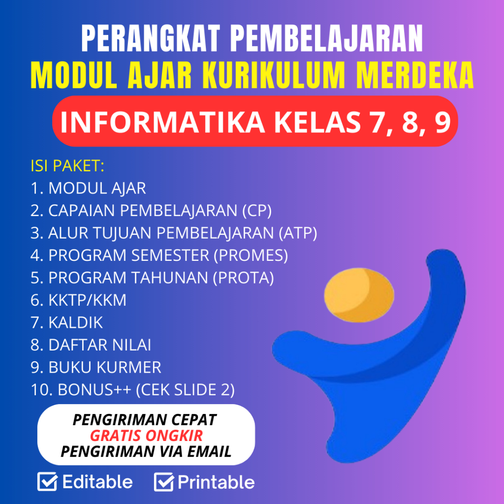 

RPP MODUL AJAR INFORMATIKA KELAS 7 8 9 SMP MTS KURIKULUM MERDEKA TERBARU