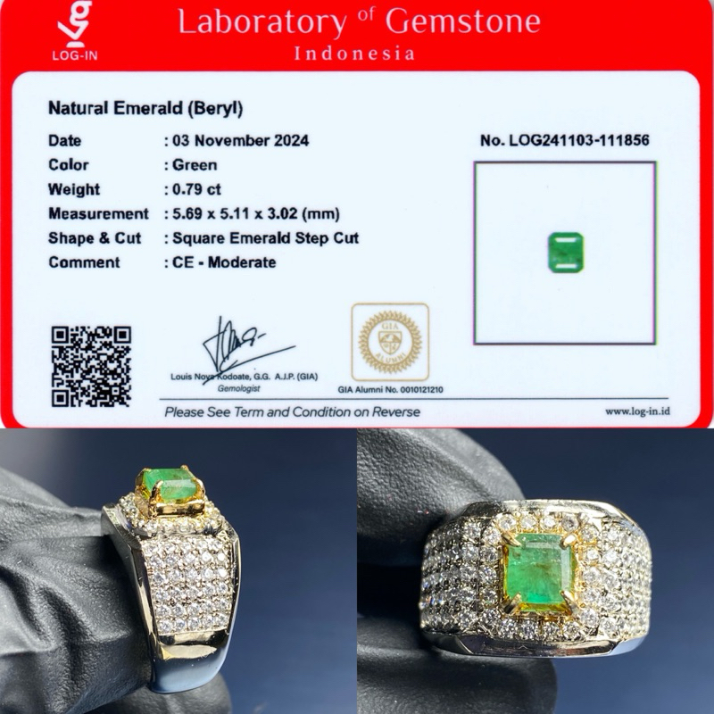 Natural Zamrud Emerald Beryl 0,79 ct Ring Kunsar Chrome Microsetting Memo LOGIN