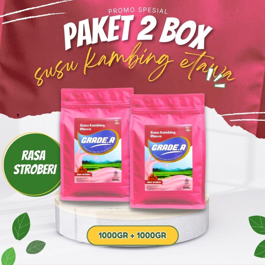 

SUSU KAMBING ETAWA BUBUK RASA STROBERI KEMASAN 1KG UNTUK KESEHATAN TULANG DAN SENDI