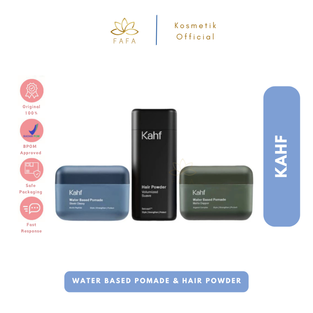 KAHF Water Based Pomade & Hair Powder Series - Hairstyling Pomade or Powder