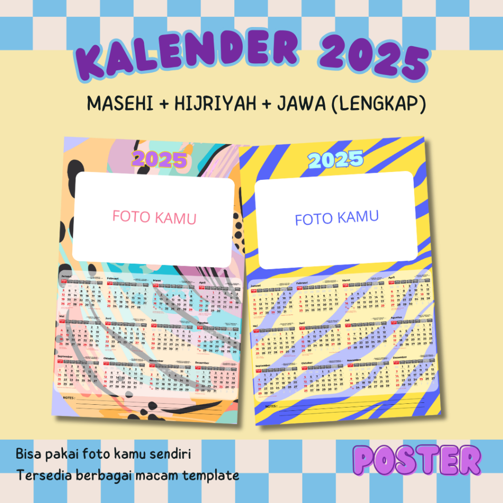 

[A4 12 Bulanan] Kalender Dinding Masehi - Hijriyah - Jawa Lengkap 2025 Kalender 12 Bulanan Custom