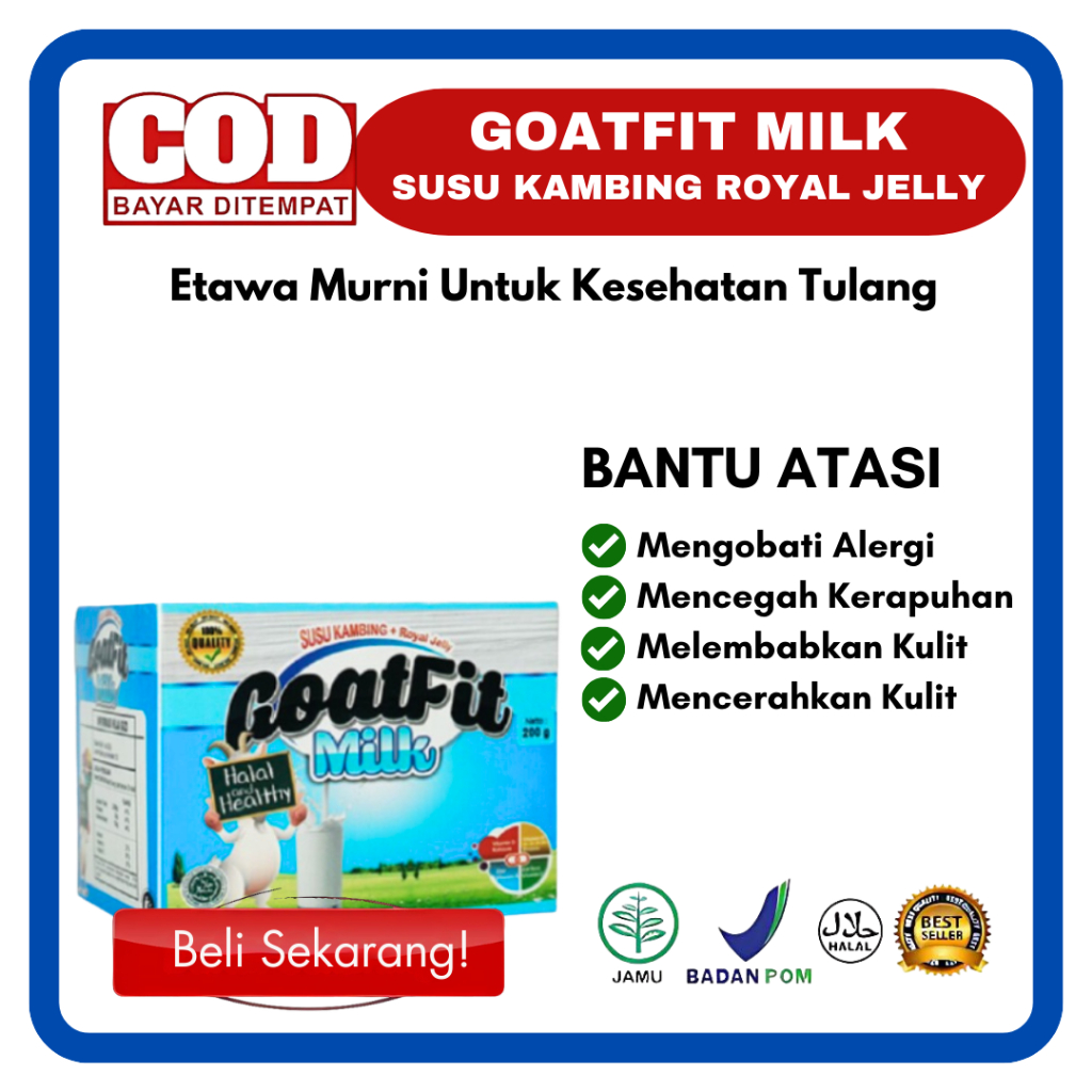 

Goat Fit Isi 10 Sachet - Susu Kambing Etawa Bernutrisi | Goat Fit Milk Bubuk Rasa Original