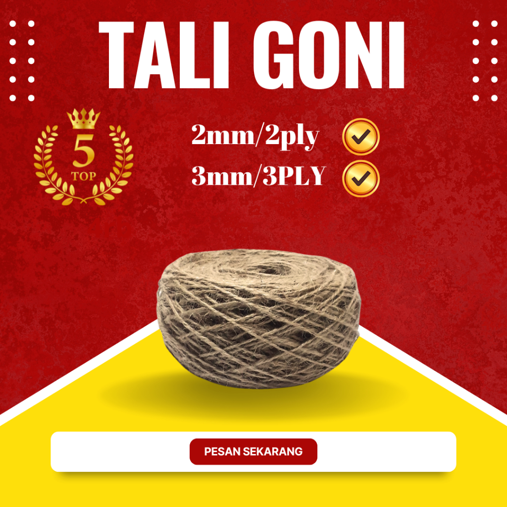 

Tali Karung Goni ukuran 2 PLY / 3 PLY Tali Jerami String Handcraft Dekorasi Rustic Hangtag