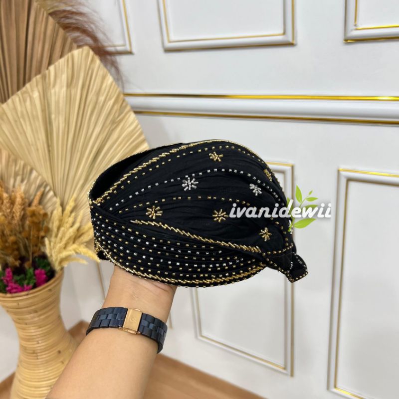 Blangkon Pengantin Payet - JOGJA | Warna Hitam Putih