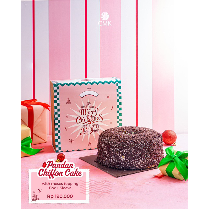 

CMK Pandan Chiffon Cake dengan Meses Topping Box + Sleeve