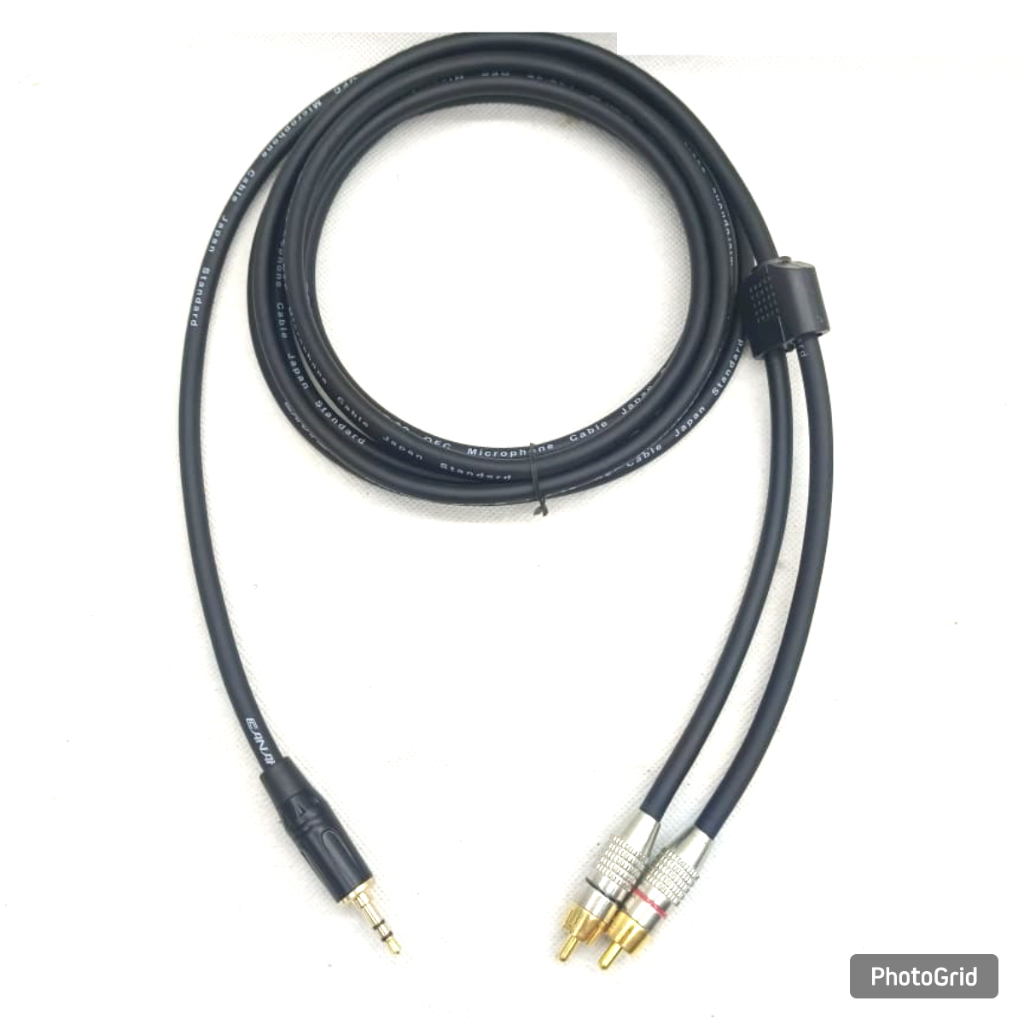 Kabel Audio Jack Stereo 3.5 Male to 2 Jack RCA Male