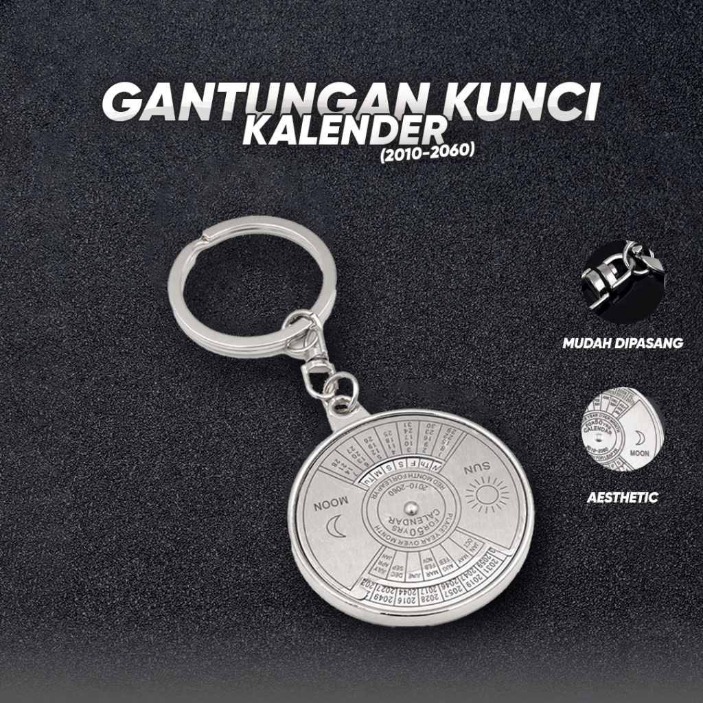 Gantungan Kunci Kalender Perpetual 2010-2060 50 Tahun Stainless Steel