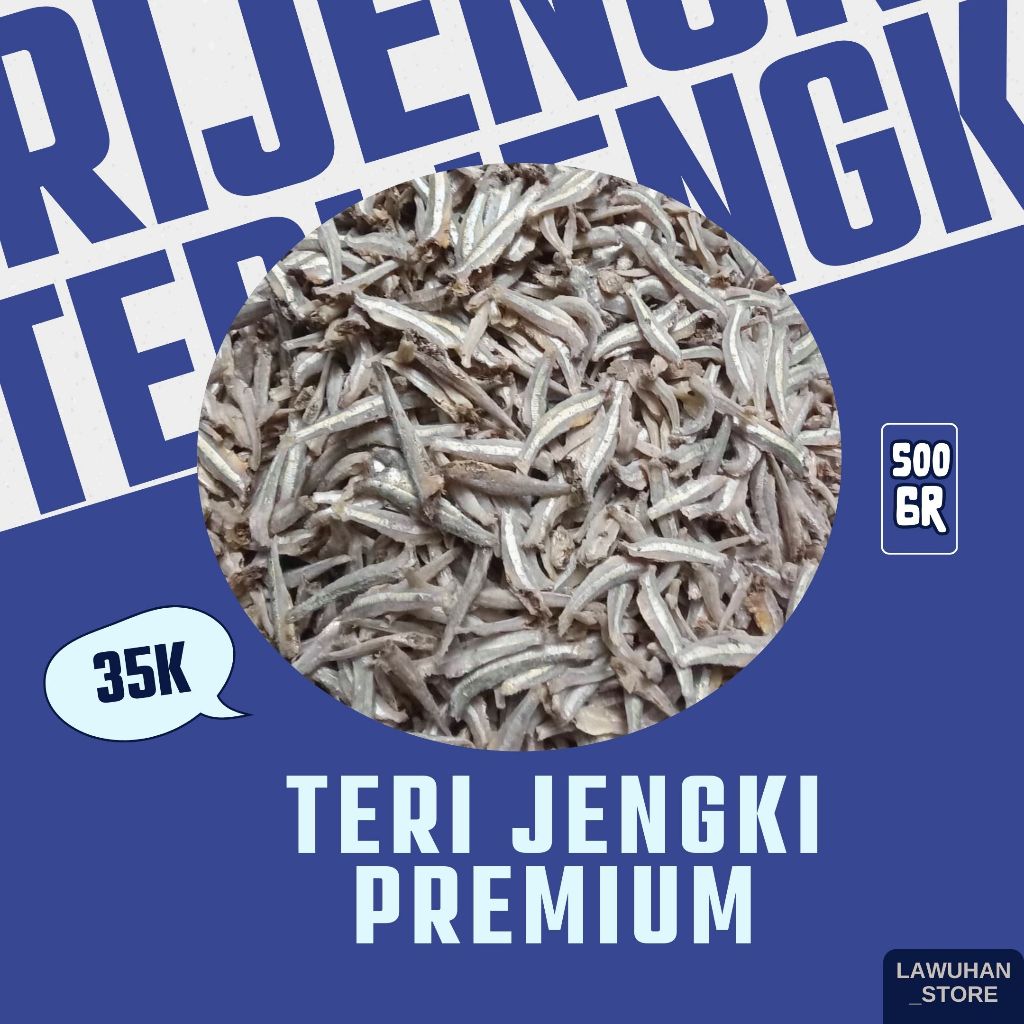 

IKAN ASIN TERI JENGKI TANPA KEPALA PREMIUM/MURAH/ KEMASAN 500 GRAM