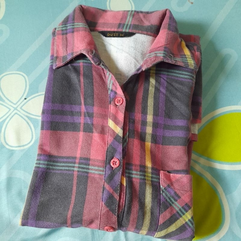 [Preloved] Tunik / Tunic Flanel Kemeja Kotak-Kotak Dust M