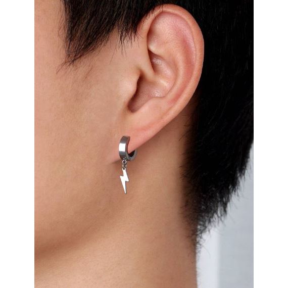 TERBARU - Anting Jepit Titanium Pria Liontin Petir Stainless /Anting Titanium Pria