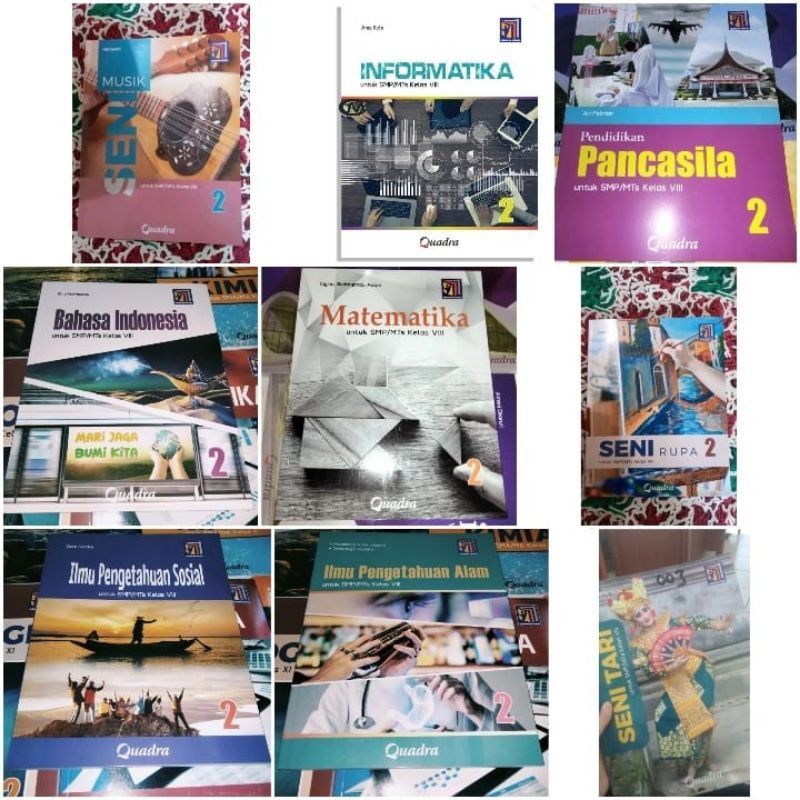 Buku Quadra SMP Kelas 8 Kurikulum Merdeka (Matematika, IPA, IPS, BHS. Indonesia, PKn, Joyful, Dll)