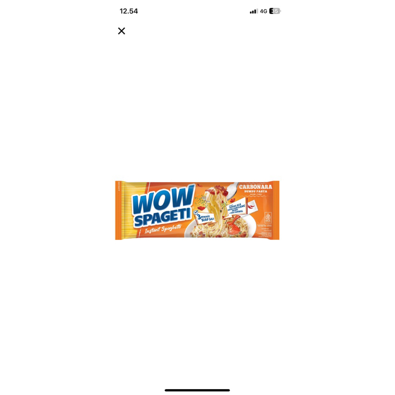

Spaghetti Wow instant 80gr 1 dus isi 40pcs