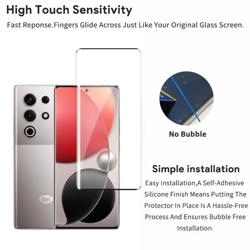 FERZIA - TEMPERED GLASS HP ITEL S25 ULTRA ANTI GORES MELENGKUNG FULL COVER PELINDUNG LAYAR HANDPHONE
