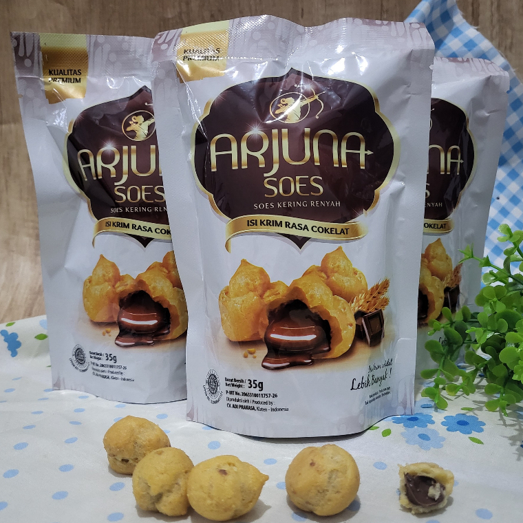 

Soes Arjuna Cokelat Pouch Kue Soes Manis Rasa Cokelat Kemasan Pouch Arjuna Soes Cokelat