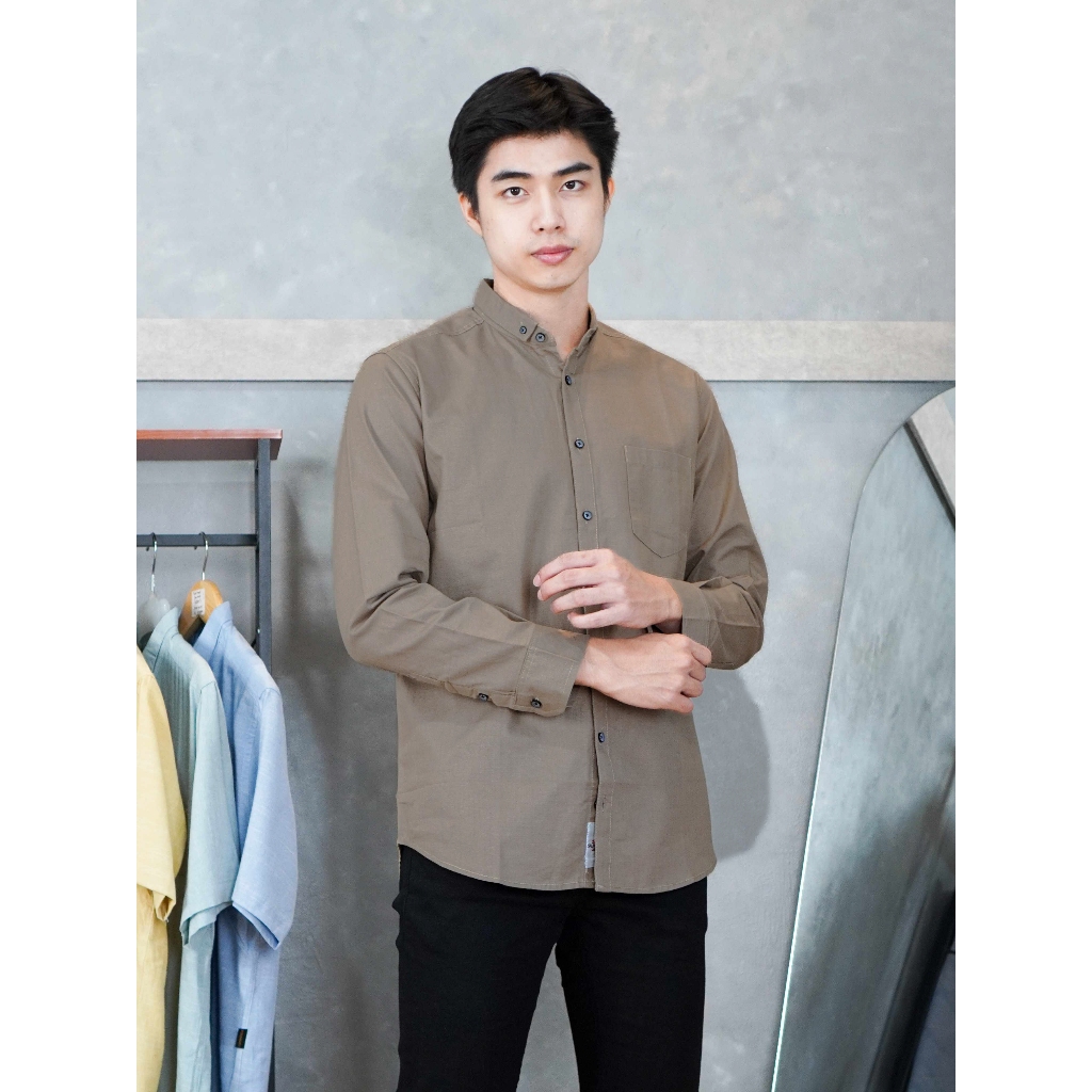 Swipe Up Kemeja Pria Basic Polos Jumbo Lengan Panjang Cigaret Crocodile