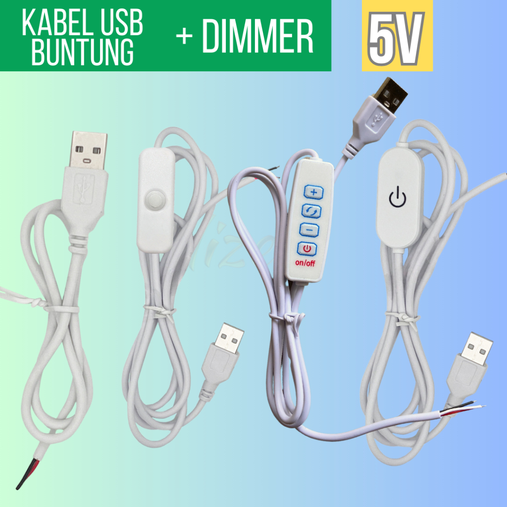 Kabel Usb Buntung Soket 8mm Dimmer Led Strip Switch On Off Tombol Saklar 5V