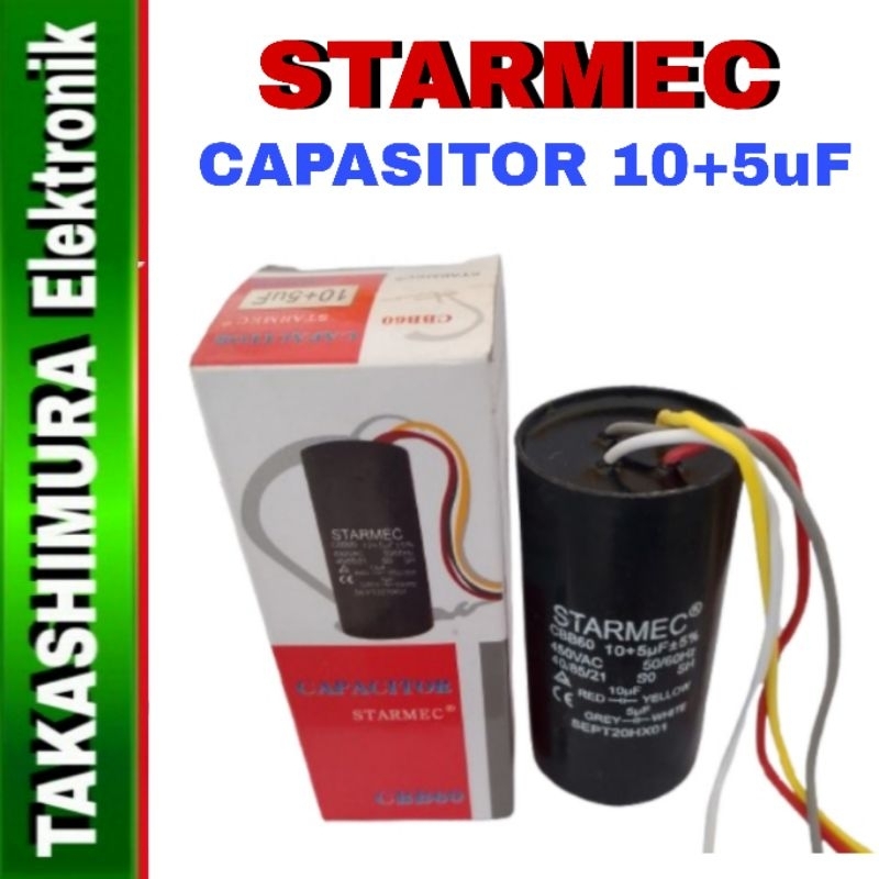 KAPASITOR STARMEC CBB60 (Type Kabel) CAPASITOR 10+5 uF
