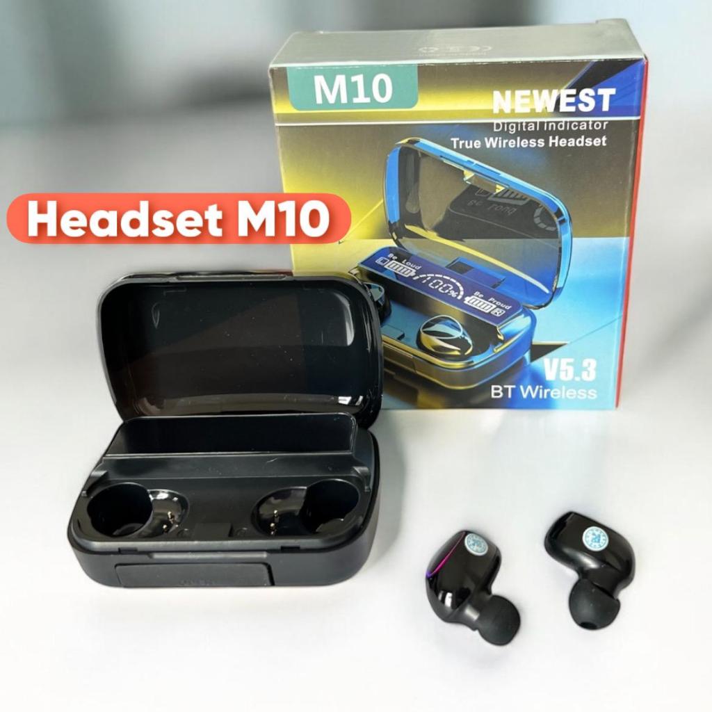 NEW TWS M10 True Wireless Headset dengan Digital Indicator / Baru Earphone M10 TWS Bluetooth V5.3 Su