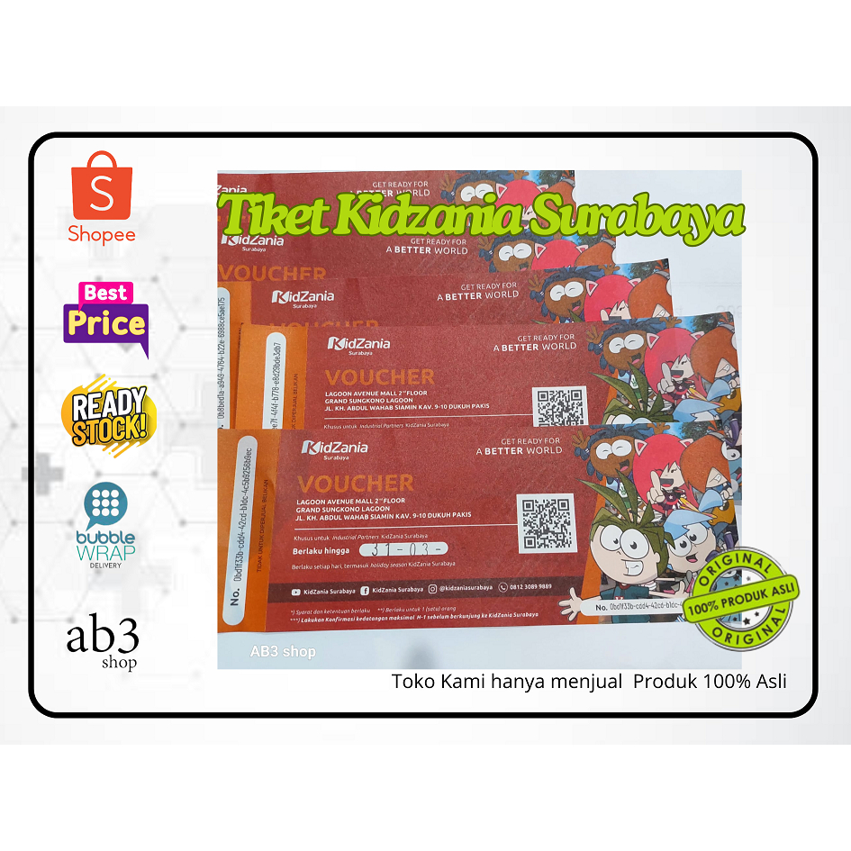 VOUCHER TIKET MASUK KIDZANIA GRAND SUNGKONO LAGOON SURABAYA UNTUK 1 ORANG (SETIAP HARI & HOLIDAY)