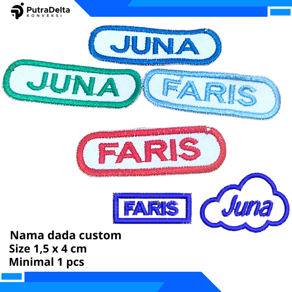 bordir nama / Nama bordir 1 hari jadi / label nama bordir custom / bordir nama siswa