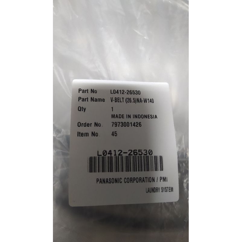 Original Part Panasonic Mesincuci 2 tabung V-Belt 26,5