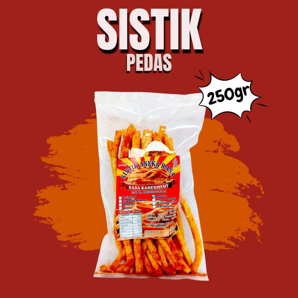 

Sistik Pedas 250 gram Sistik Aneka Rasa Kameumeut