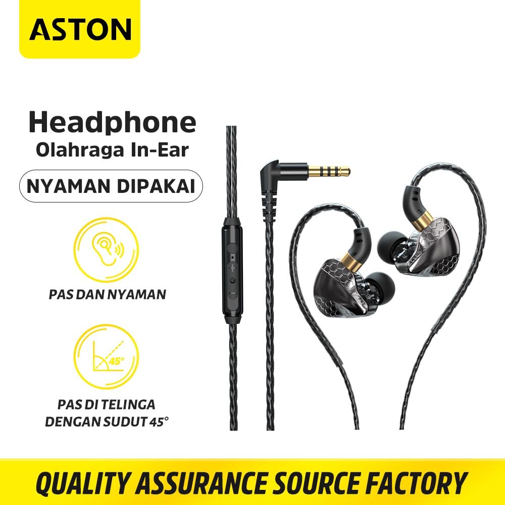 ASTON Headset Gaming Musik Kabel 3.5mm Dual Dynamic HiFi Bass AT-MT120 Black Noise Cancelling Offici