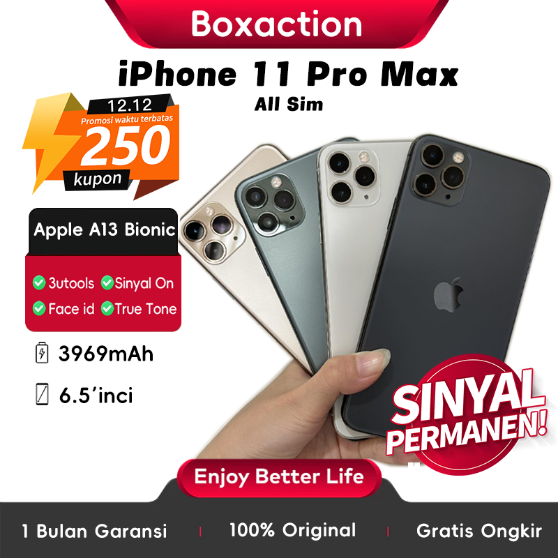 BC iPhone 11 Pro Max IMEI Terdaftar 64 256GB Bekas Original 100% Sceond iPhone（Sinyal Permanen）iPhon