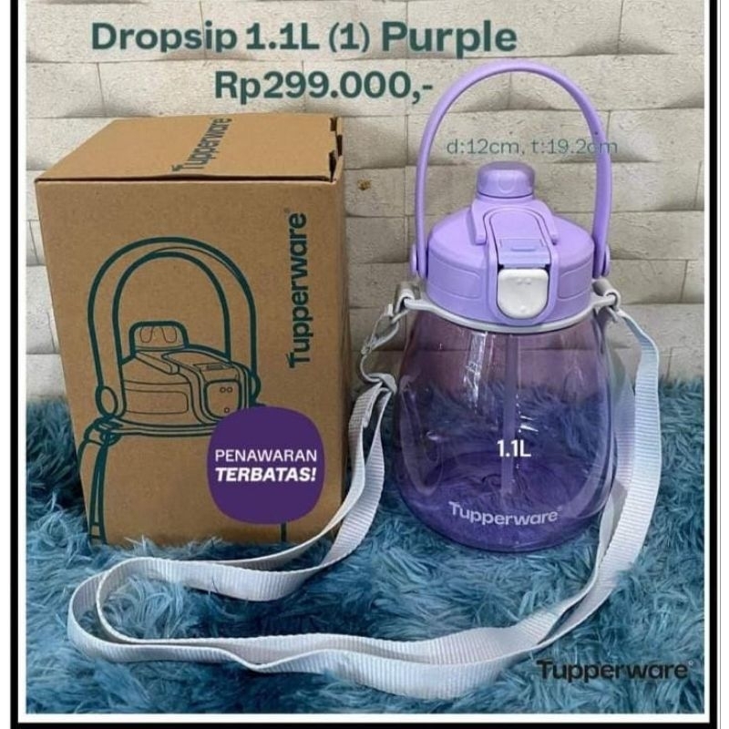 Tupperware Dropsip Kristal 1.1L Ungu Botol Minum Kristal Gift