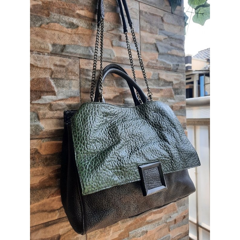 Tenteng Rantai Kulit Hijau - TAS PRELOVED