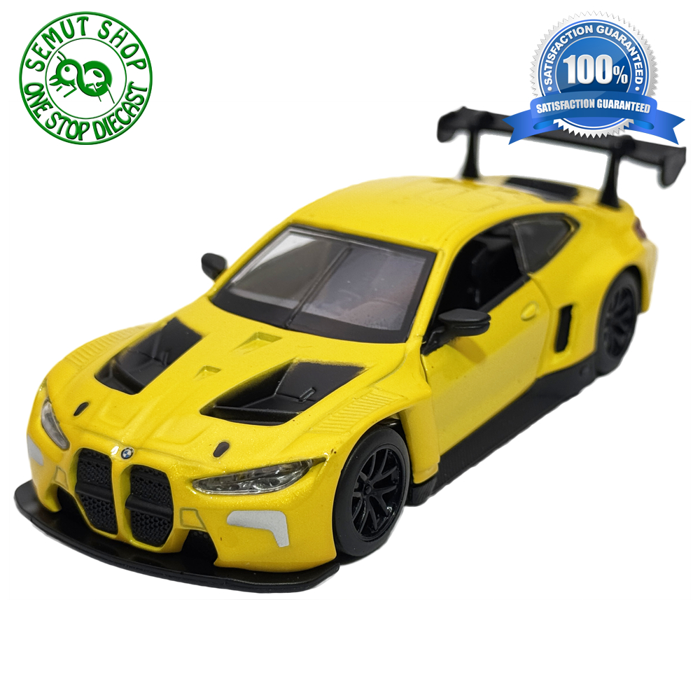 Apolo MSZ 2021 BMW M4 GT3 Glossy Yellow Miniatur Diecast Mobil Sport BMW M4 Kuning