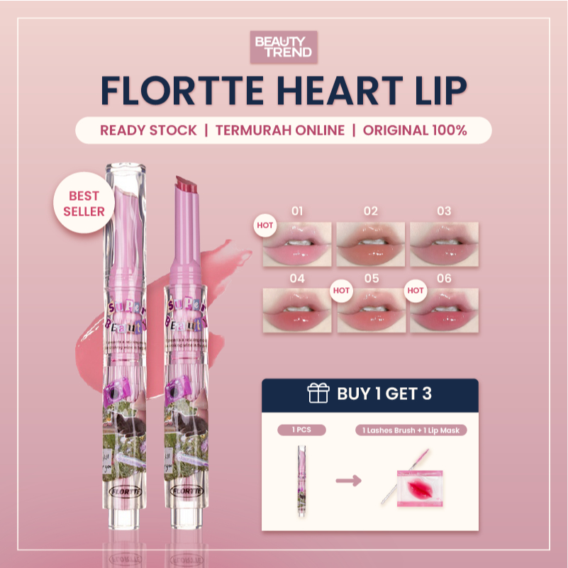 [READY ORI] Flortte Heart Lip Flortte Super Beauty Lip Flortte Jelly Lip Flortte Lip Balm