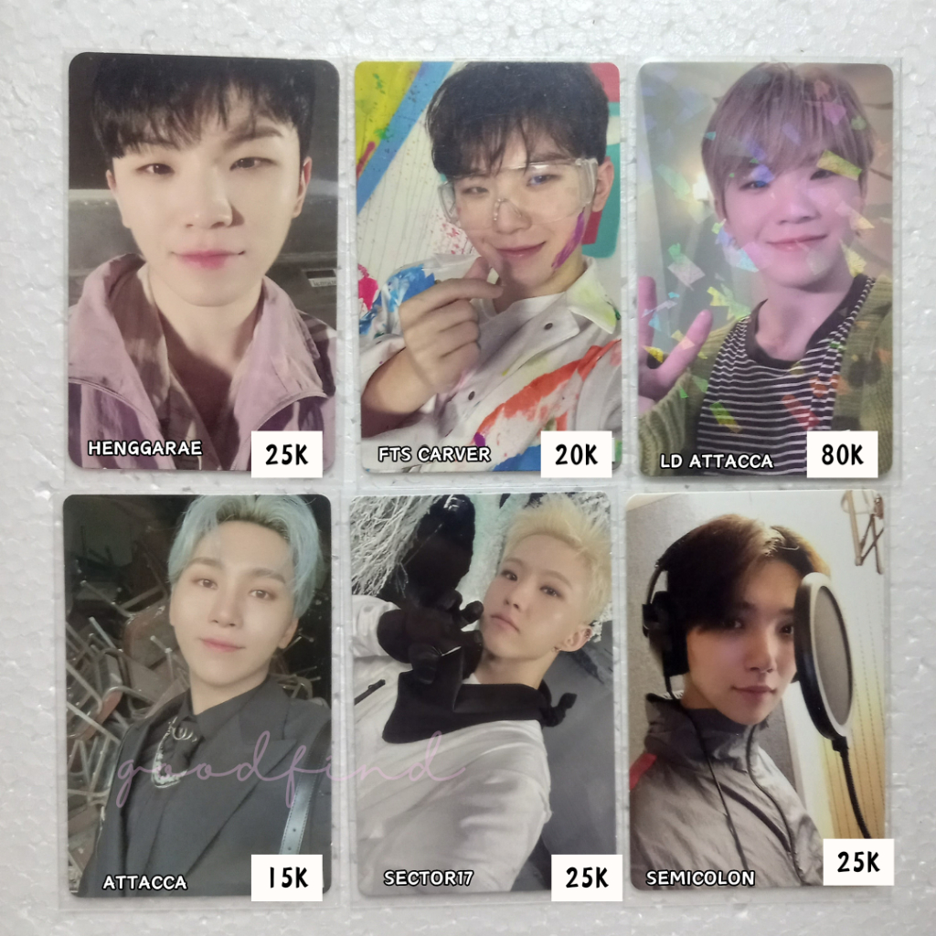 PHOTOCARDS OFFICIAL SEVENTEEN JOSHUA SEMICOLON, HOSHI SECTOR17, WOOZI LD ATTACCA , SEUNGKWAN ATTACCA