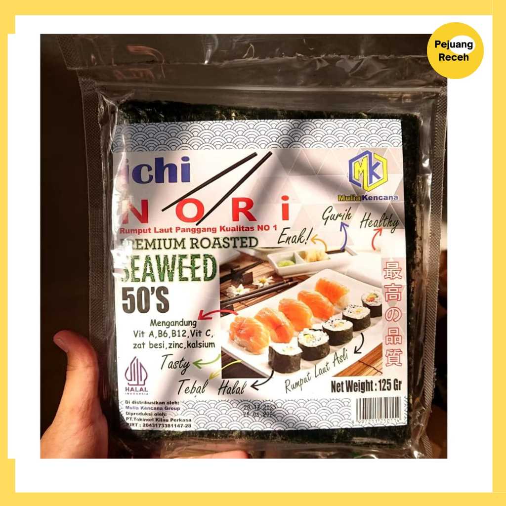 

ICHINORI 50 LEMBAR | SUSHI NORI RUMPUT LAUT PREMIUM HALAL BERKUALITAS