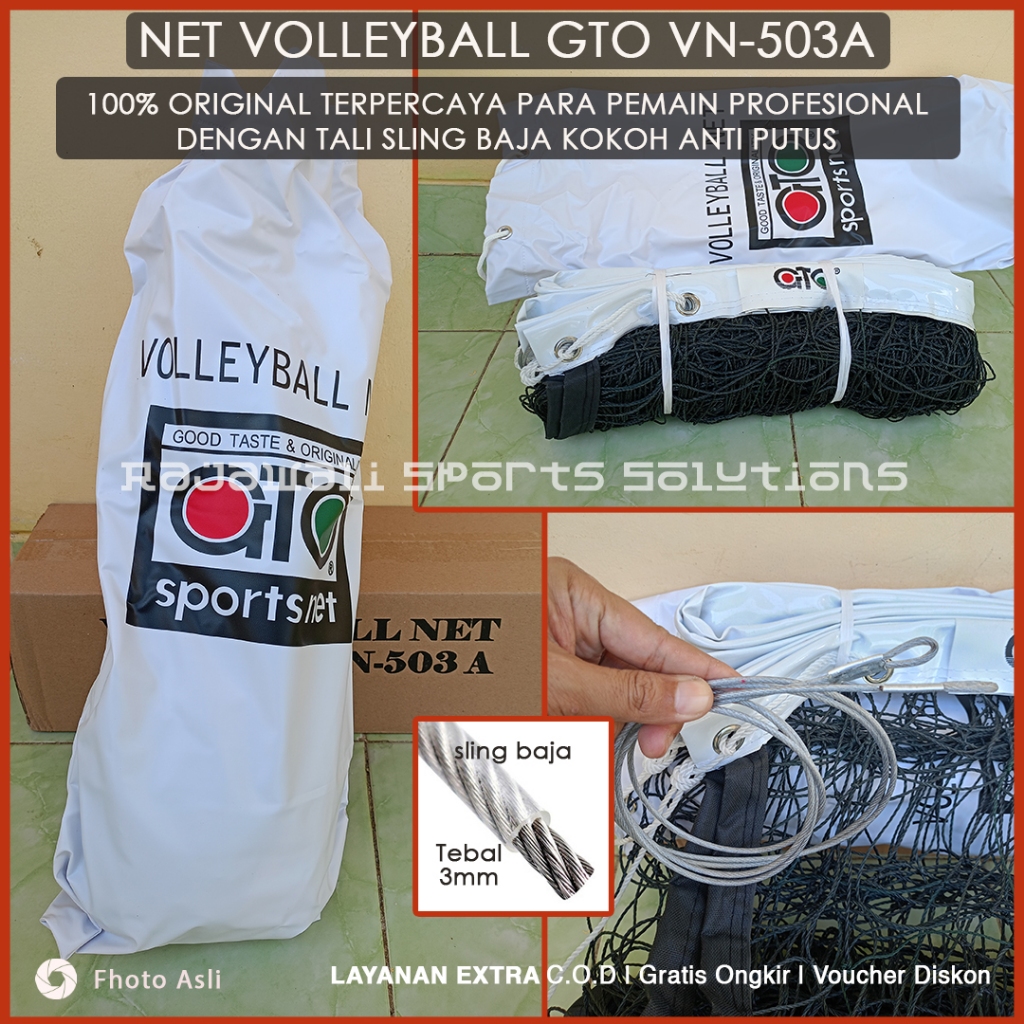 NET VOLI VOLY VOLLEY BALL ORIGINAL GTO VN503-A SLING BAJA ASLI KUAT DAN TAHAN LAMA
