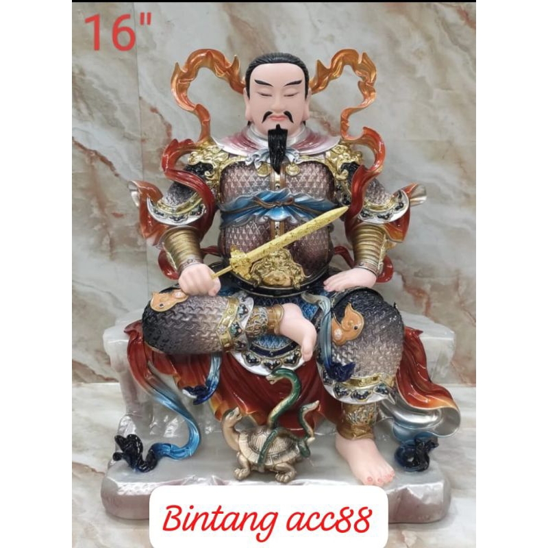 patung dewa hian tian shang ti / siong te kong - mamer - 16inch - duduk
